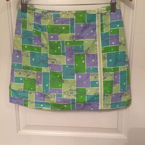 LILLY PULITZER SKIRT SKORT FISH PRINT MINI BLUE GREEN WHITE PREPPY Size 4